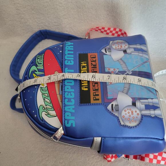Loungefly Pixar Toy Story Pizza Planet Space Entry Mini Backpack Blue NWT - Picture 9 of 10